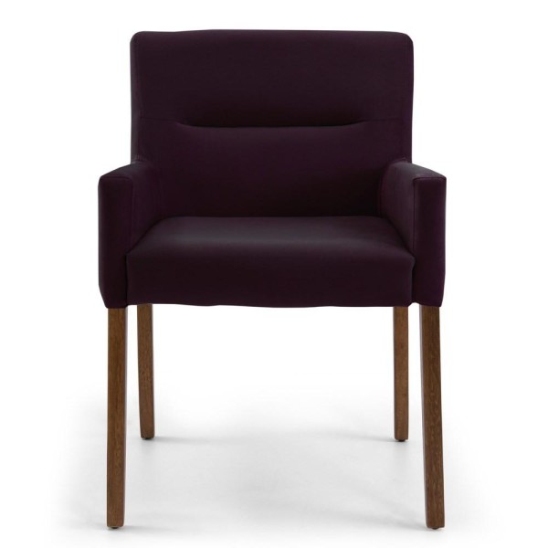 Encontraproduto.com.br - Kit 2 Poltronas Decorativas Base Madeira Angel Veludo C-292 Uva - Domi