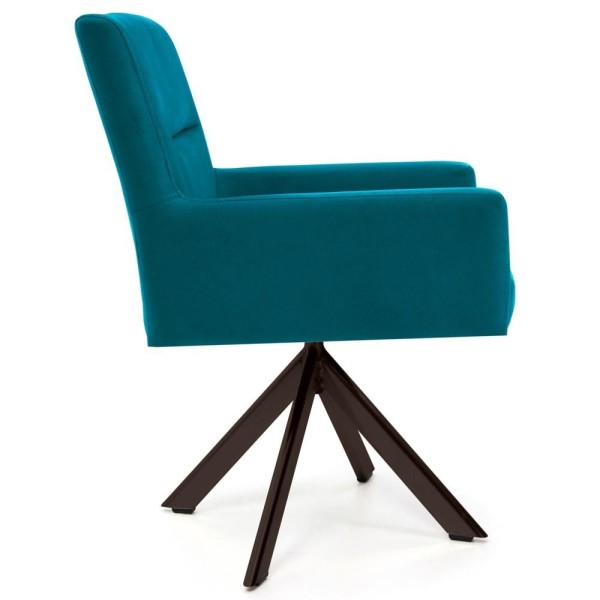 Encontraproduto.com.br - Kit 2 Poltronas Decorativas Giratórias Base Eiffel Chccolate Angel Veludo C-66 Turquesa - Domi