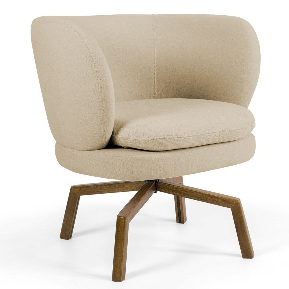 Encontraproduto.com.br - Poltrona Melissa Ka Castanho C129 Linho Bege Escuro