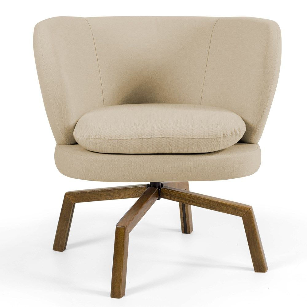 Encontraproduto.com.br - Poltrona Melissa Ka Castanho C129 Linho Bege Escuro