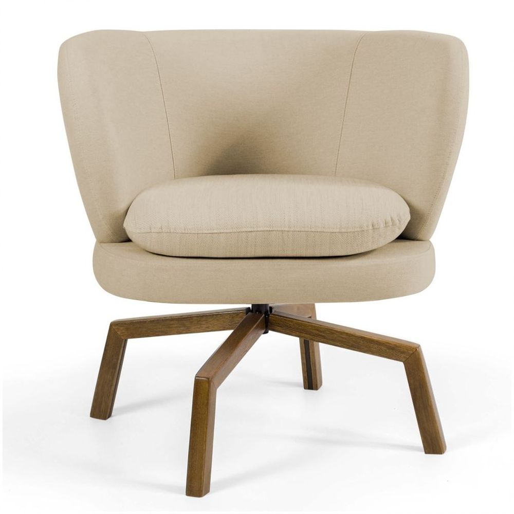 Encontraproduto.com.br - Poltrona Melissa Ka Castanho C129 Linho Bege Escuro