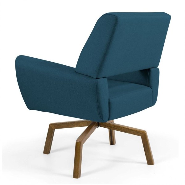Encontraproduto.com.br - 02 Poltronas Melli Ka Castanho B170 Veludo Azul Cobalto