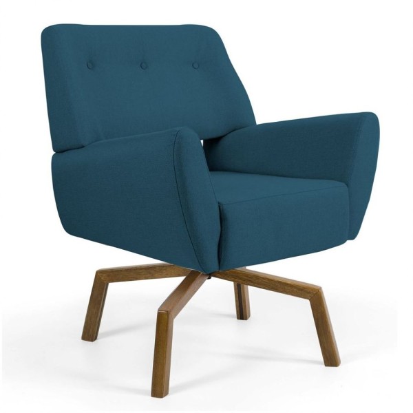 Encontraproduto.com.br - 02 Poltronas Melli Ka Castanho B170 Veludo Azul Cobalto
