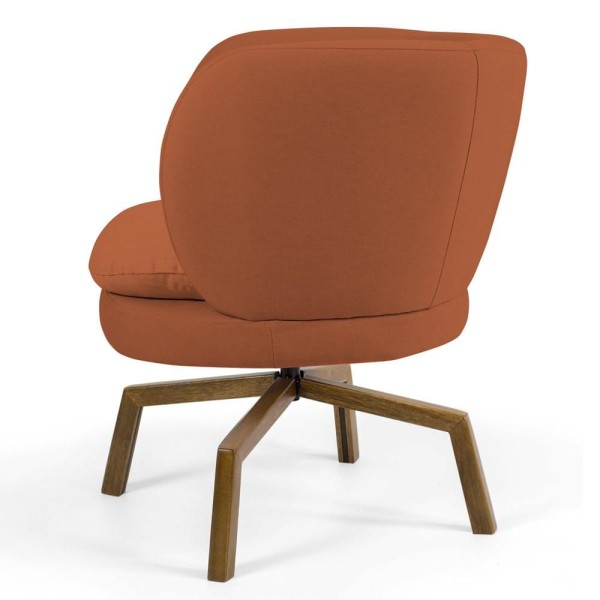 Encontraproduto.com.br - Kit 2 Poltronas Decorativas Melissa Base Ka Giratória Castanho Veludo C-262 Telha - Domi