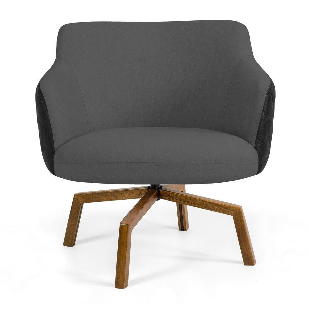 Encontraproduto.com.br - 02 Poltronas Jade Ka C416 Corano Tressê Linho Cinza Escuro