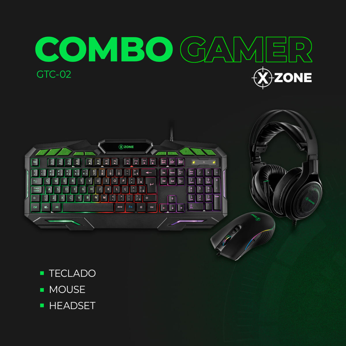 Encontraproduto.com.br - Kit Gamer 4 em 1 Xzone - GTC-02