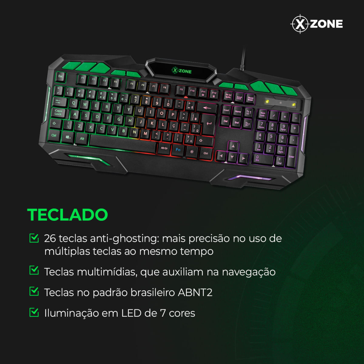 Encontraproduto.com.br - Kit Gamer 2 em 1 Mouse e Teclado Xzone - GTC-01