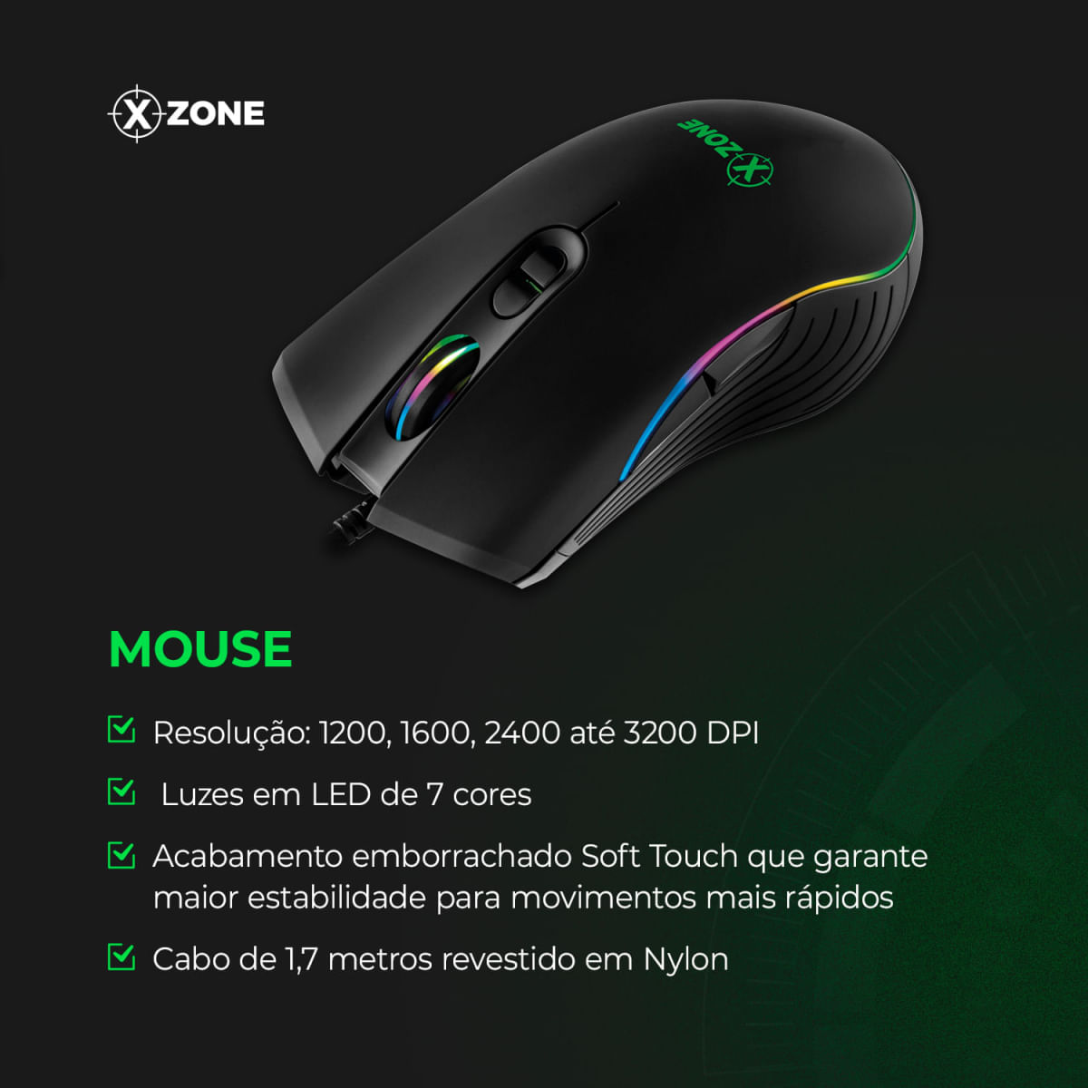 Encontraproduto.com.br - Kit Gamer 2 em 1 Mouse e Teclado Xzone - GTC-01