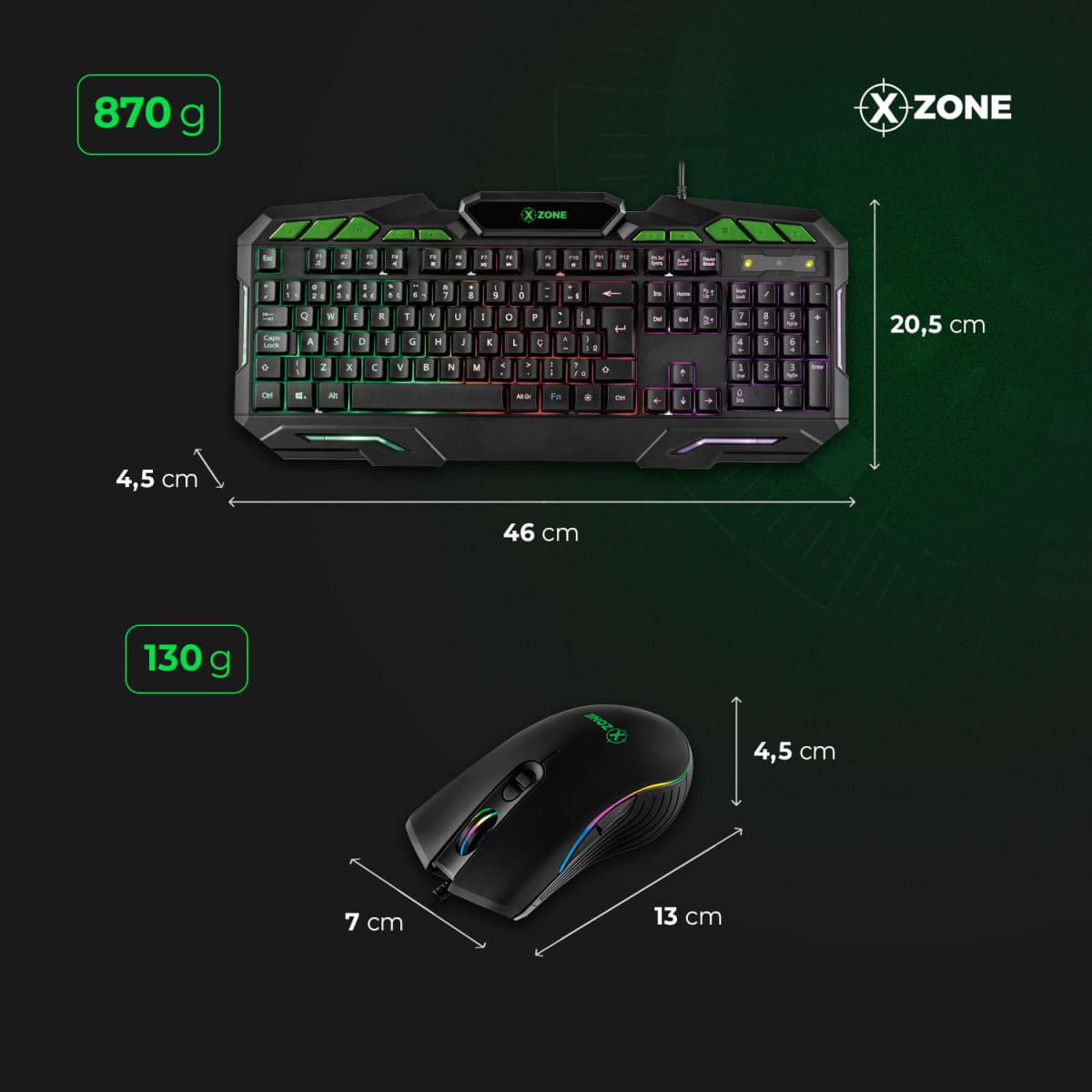 Encontraproduto.com.br - Kit Gamer 2 em 1 Mouse e Teclado Xzone - GTC-01