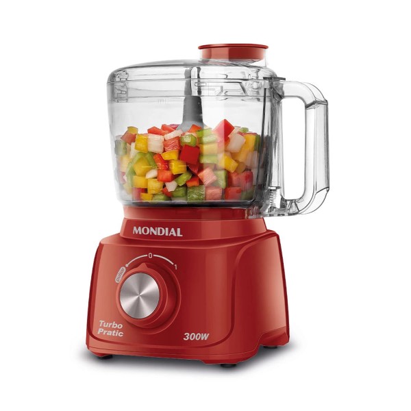 Encontraproduto.com.br - Mini Processador Mondial Turbo Pratic MP-16-R Vermelho - 127V