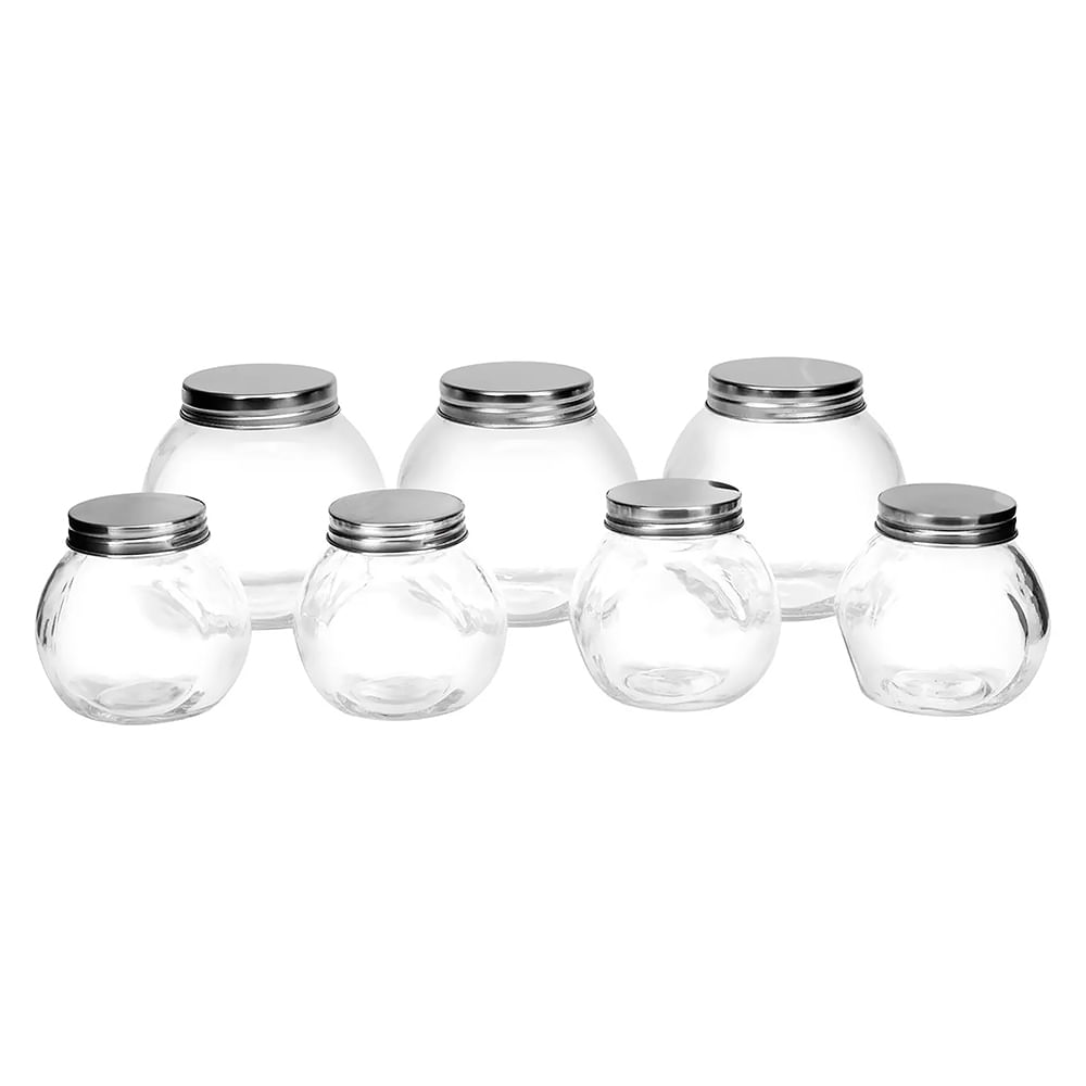 Encontraproduto.com.br - Conjunto de Potes Baleiro Casambiente Vidro com Tampa 7 Peças