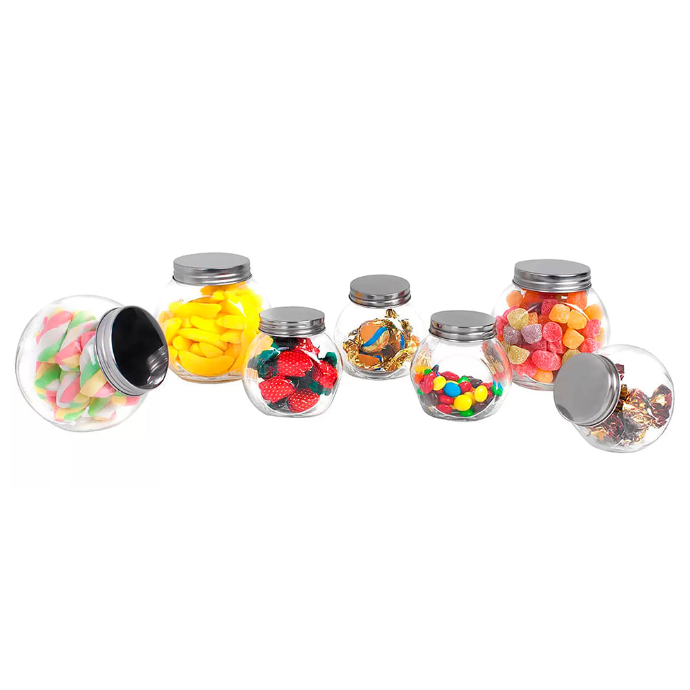 Encontraproduto.com.br - Conjunto de Potes Baleiro Casambiente Vidro com Tampa 7 Peças