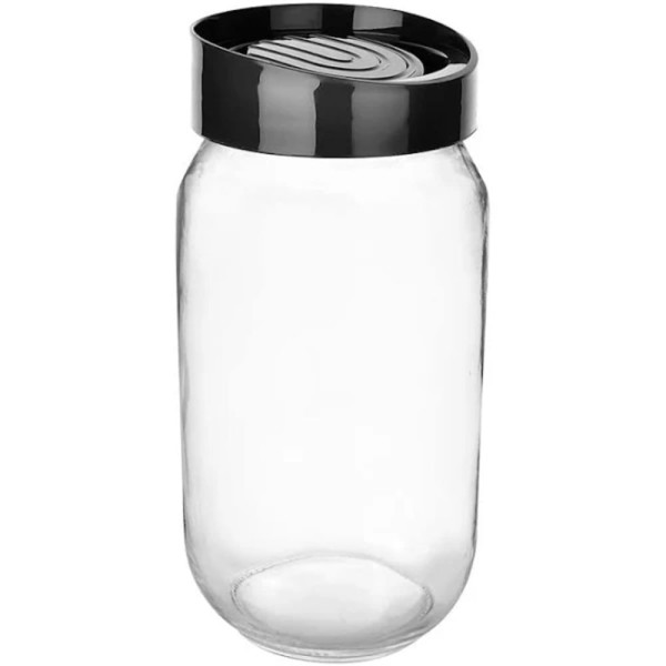Encontraproduto.com.br - Pote para Mantimento Casa Ambiente com Tampa Preto - 1000 ml