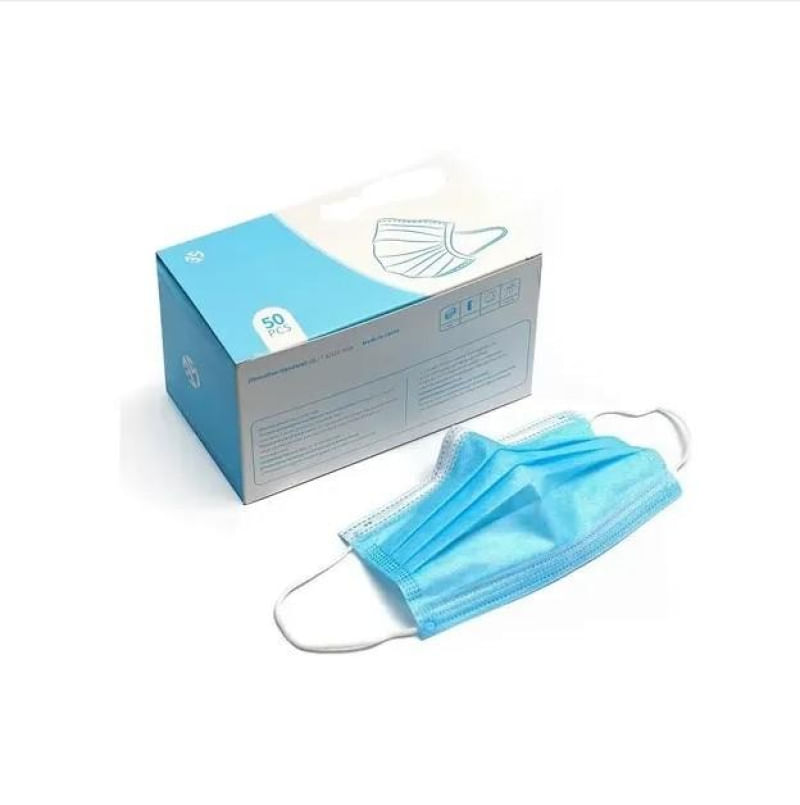 Encontraproduto.com.br - Máscara Descartável Proteção Tripla com Elástico e Clip Nasal - 100 Unidades