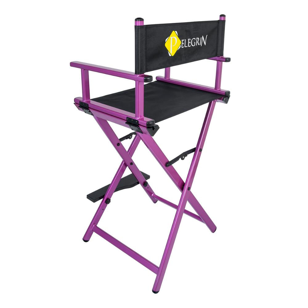 Encontraproduto.com.br - Cadeira Maquiador Diretor Cinema Alumínio Pelegrin PEL-Y01C Preta e Rosa