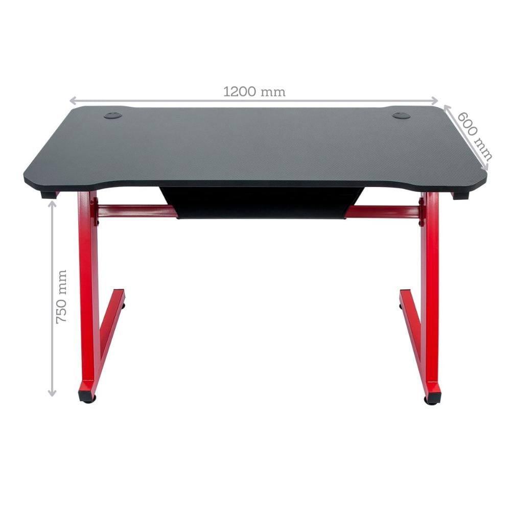 Encontraproduto.com.br - Mesa Gamer Pelegrin PEL-003P Preta e Vermelha Metal e MDF