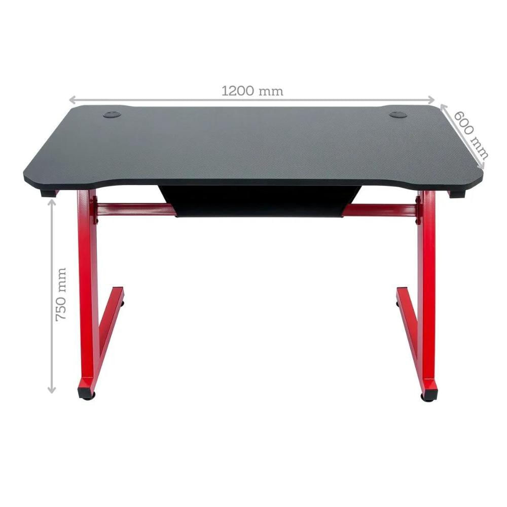 Encontraproduto.com.br - Mesa Gamer Pelegrin PEL-003P Preta e Vermelha Metal e MDF