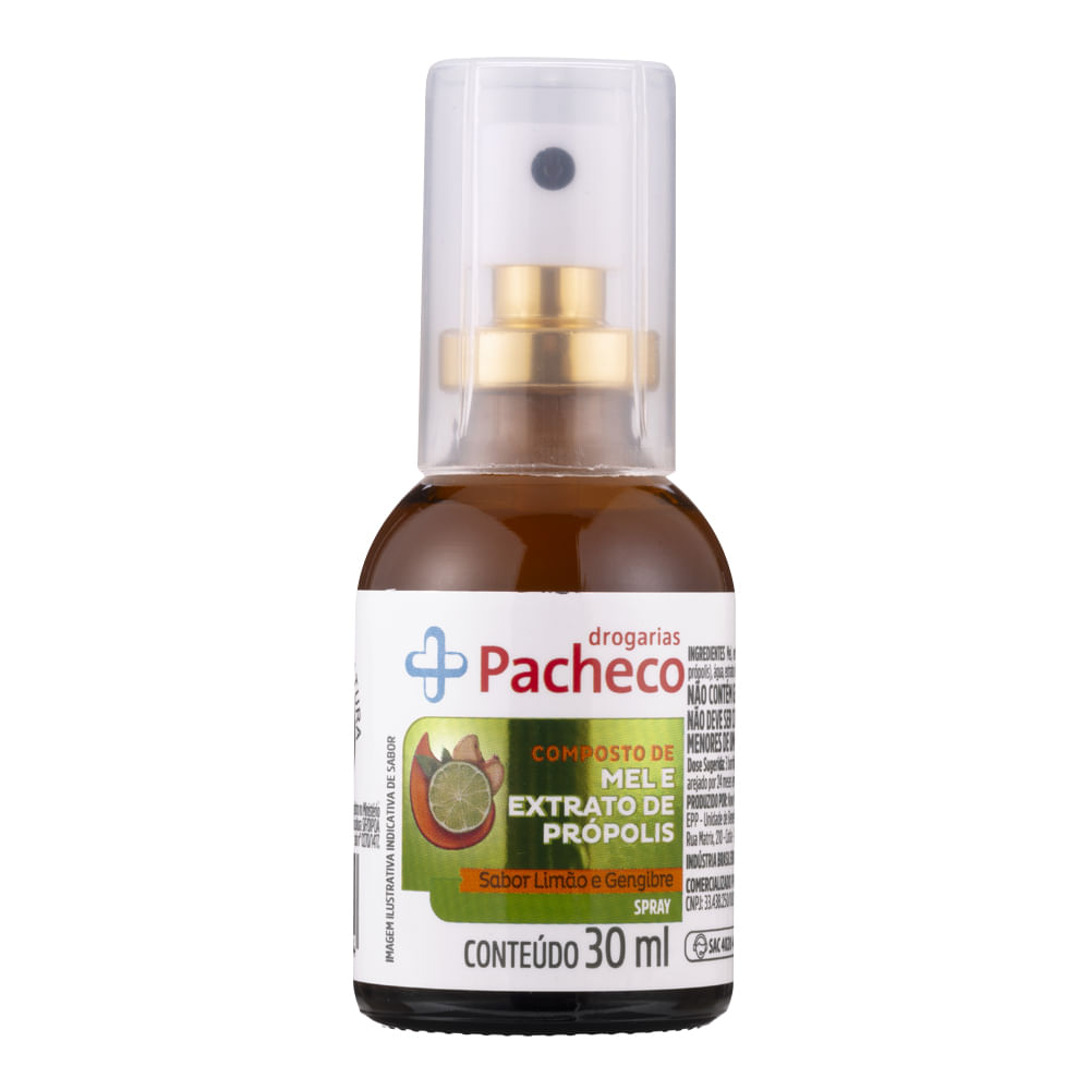 Encontraproduto.com.br - Spray Mel e Própolis Drogarias Pacheco Gengibre e Limão 30ml