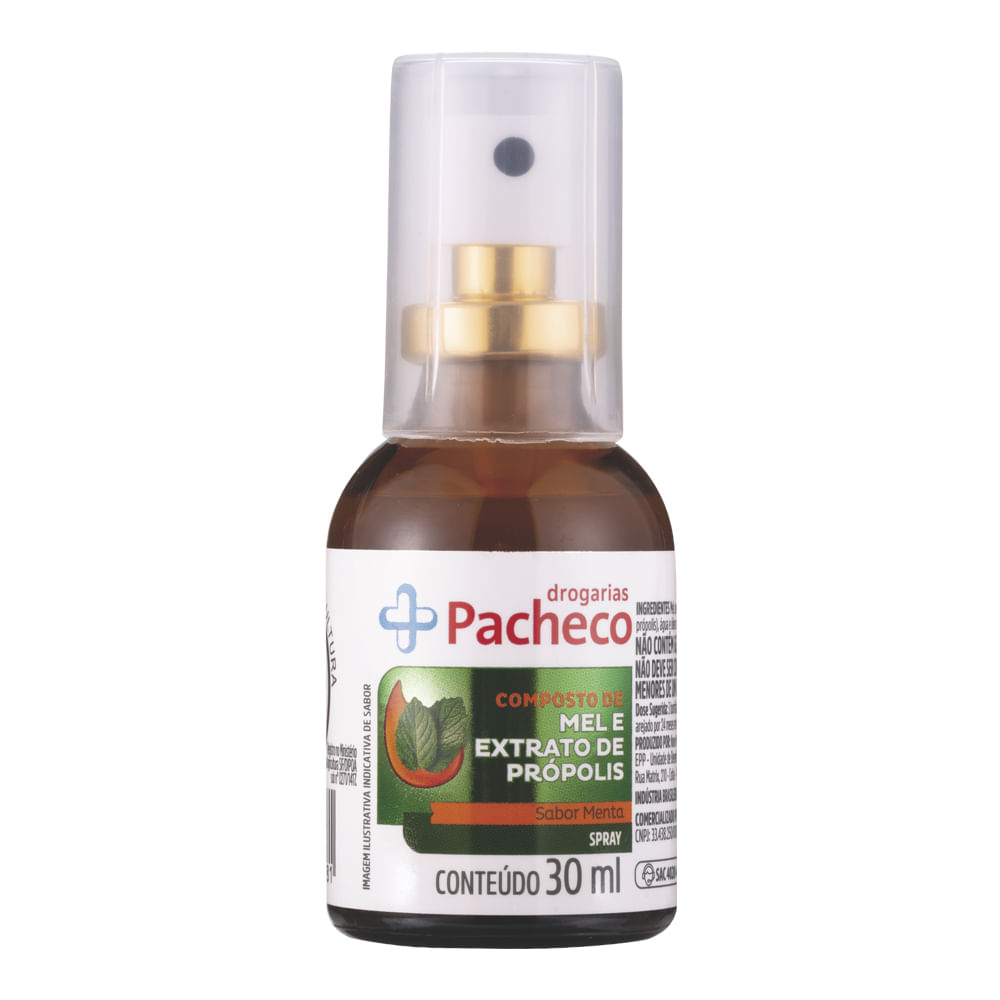 Spray Mel e Própolis Drogarias Pacheco Sabor Menta 30ml