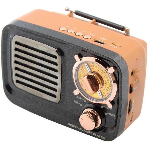 Caixa De Som Bluetooth USB SD Rádio FM Marrom EL309BT