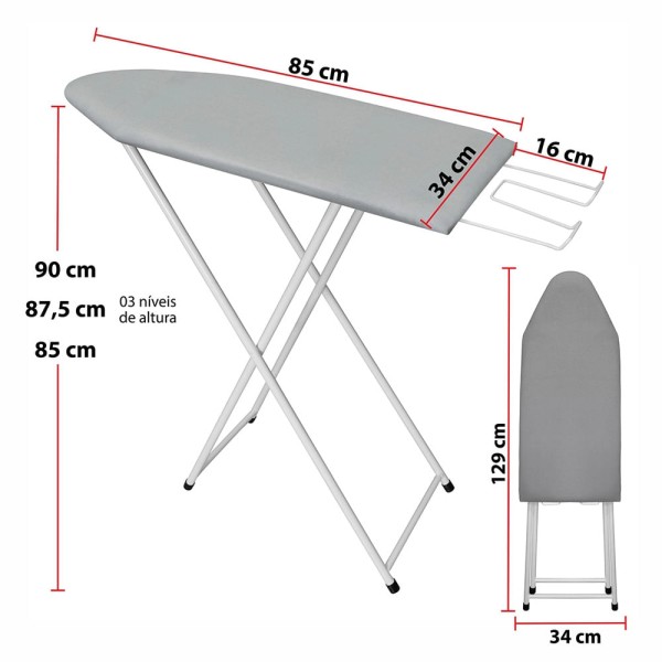 Encontraproduto.com.br - Tábua de Passar Roupa Aço Loretta Açomix 10721