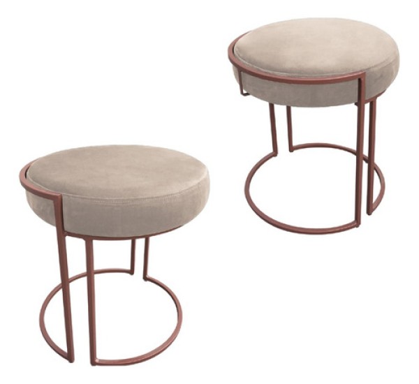 Kit 02 Puffs Love Suede Base Cobre Marrom Rato