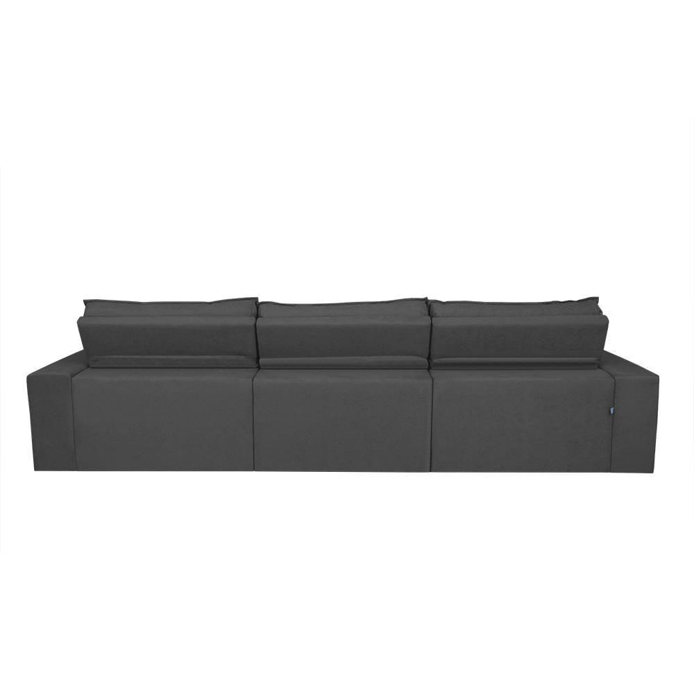 Encontraproduto.com.br - Sofá Cairo 3,52m Retrátil, Reclinável Tecido Suede Cinza Cama Inbox