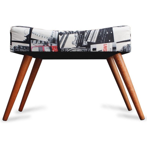 Encontraproduto.com.br - Puff Cama Inbox Londres Retangular Com Pés Em Madeira Maciça Tecido Suede
