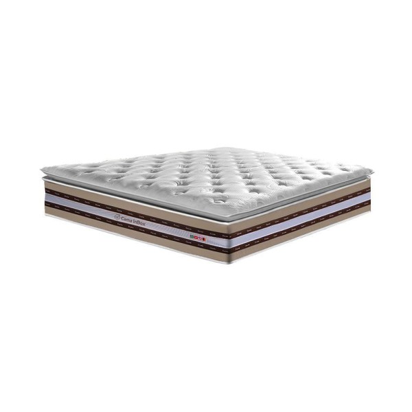 Encontraproduto.com.br - Conjunto Cama Box Casal De Molas Ensacadas D33 Com Pillow Top Cama Inbox Select 138x188x71 Bege