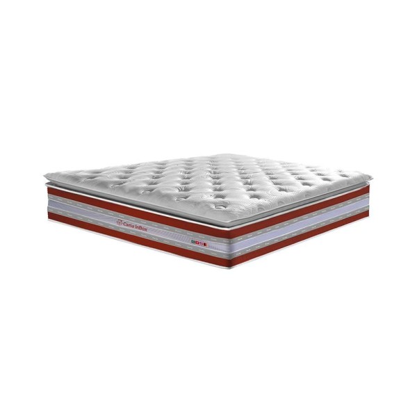 Encontraproduto.com.br - Conjunto Cama Box Casal De Molas Ensacadas D33 Com Pillow Top Cama Inbox Select 138x188x71 Vermelho