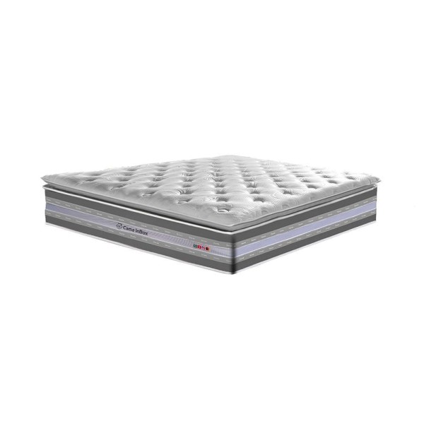 Encontraproduto.com.br - Conjunto Cama Box Queen De Molas Ensacadas D33 Com Pillow Top Cama Inbox Select 158x198x71 Cinza