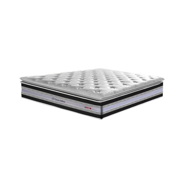 Encontraproduto.com.br - Conjunto Cama Box Queen De Molas Ensacadas D33 Com Pillow Top Cama Inbox Select 158x198x71 Preto