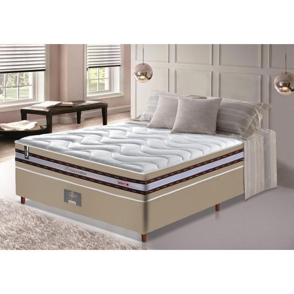 Encontraproduto.com.br - Conjunto Cama Box Casal De Molas Ensacadas D33 Cama Inbox Select Firme 138x188x71 Bege