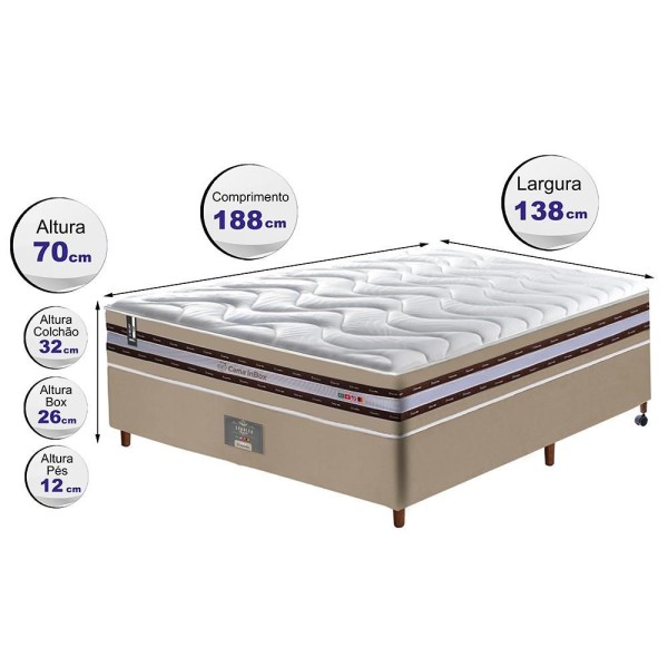Encontraproduto.com.br - Conjunto Cama Box Casal De Molas Ensacadas D33 Cama Inbox Select Firme 138x188x71 Bege