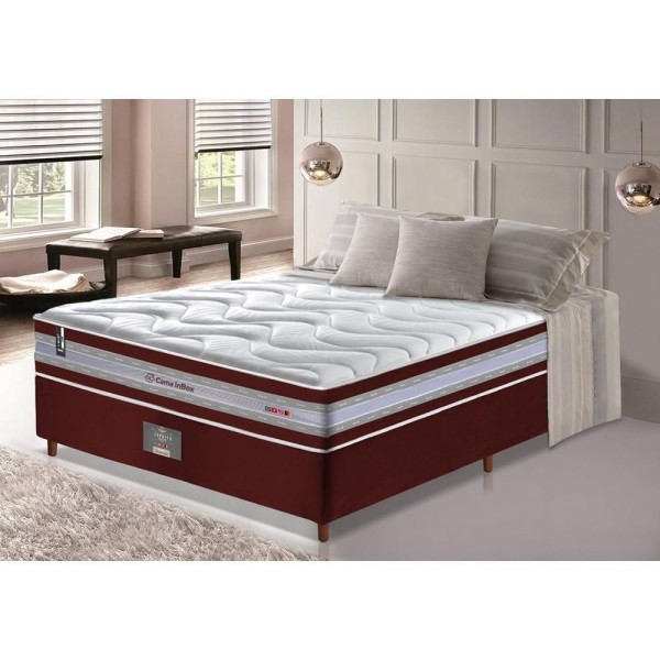 Encontraproduto.com.br - Conjunto Cama Box Casal De Molas Ensacadas D33 Cama Inbox Select Firme 138x188x71 Vinho
