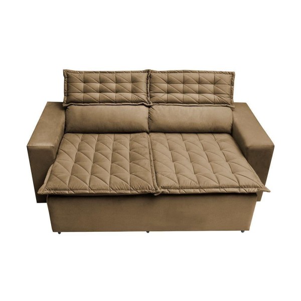 Encontraproduto.com.br - Conjunto De Sofá 3 E 2 Lugares Retrátil E Reclinável Cama Inbox Slim 2,00x1,50m Velusoft Castor
