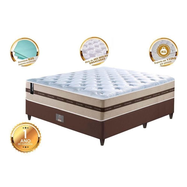 Encontraproduto.com.br - Conjunto Cama Box Casal (colchão + Box) De Molas Ensacadas Cama Inbox Smart 138x188x60 Bege