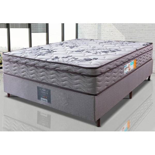 Encontraproduto.com.br - Cama Box Casal Colchão Ortopédico + Box 138x188x67 One Face Espuma D45 Cinza
