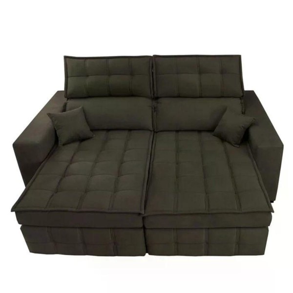 Encontraproduto.com.br - Sofá Retrátil E Reclinável 2,00m Molas Ensacadas E Costura Tripla Cama Inbox Japão Velusoft Café