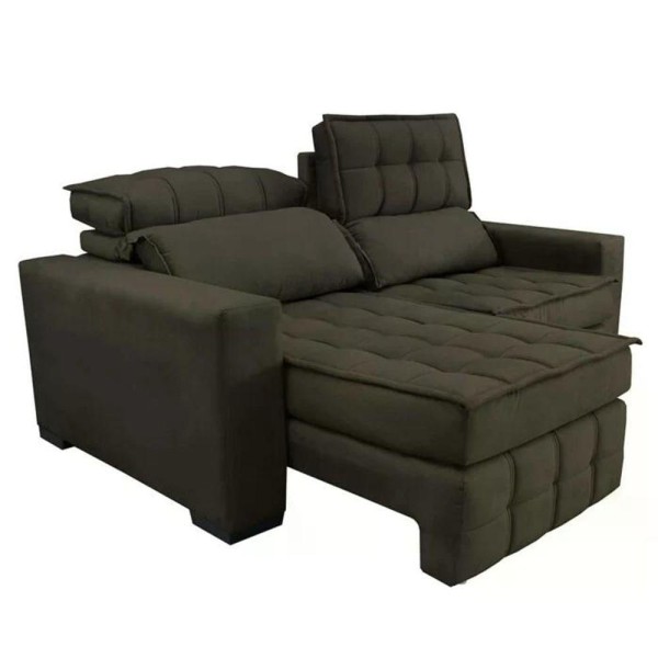 Encontraproduto.com.br - Sofá Retrátil E Reclinável 2,00m Molas Ensacadas E Costura Tripla Cama Inbox Japão Velusoft Café