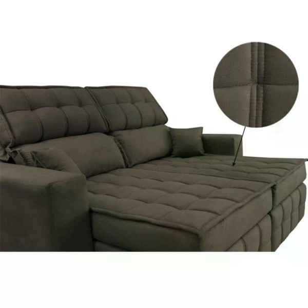 Encontraproduto.com.br - Sofá Retrátil E Reclinável 2,00m Molas Ensacadas E Costura Tripla Cama Inbox Japão Velusoft Café