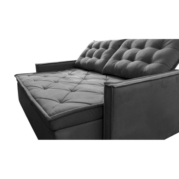 Encontraproduto.com.br - Sofá Sem Caixa Retrátil E Reclinável 1,85m Cama Inbox Studio Suede Velusoft Cinza