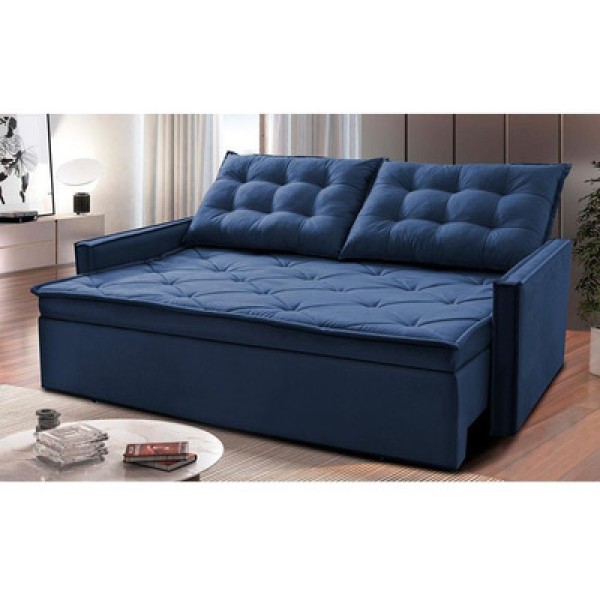 Encontraproduto.com.br - Sofá Sem Caixa Retrátil E Reclinável 1,85m Cama Inbox Studio Suede Velusoft Cinza