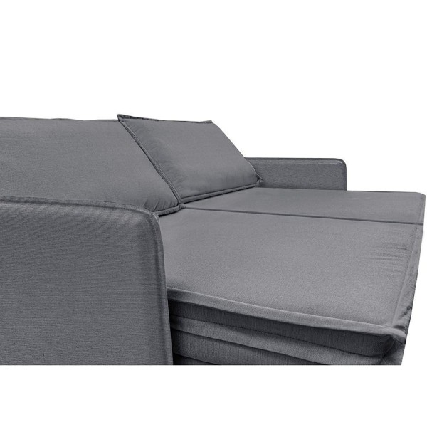 Encontraproduto.com.br - Sofá Sem Caixa Retrátil Baú 1,75m Lounge Linho Cinza Escuro Cama Inbox