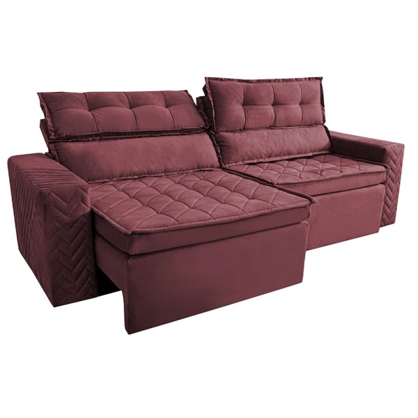 Encontraproduto.com.br - Sofá 4 Lugares Cama inBox Belém Retrátil e Reclinável Revestido em Suede Velusoft - 230cm de largura Vinho