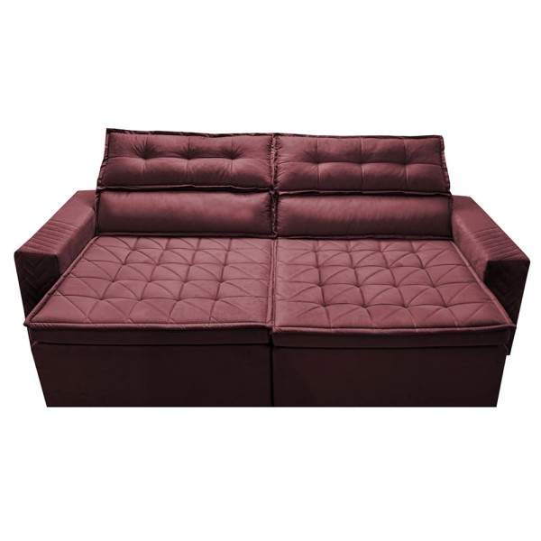Encontraproduto.com.br - Sofá 4 Lugares Cama inBox Belém Retrátil e Reclinável Revestido em Suede Velusoft - 230cm de largura Vinho