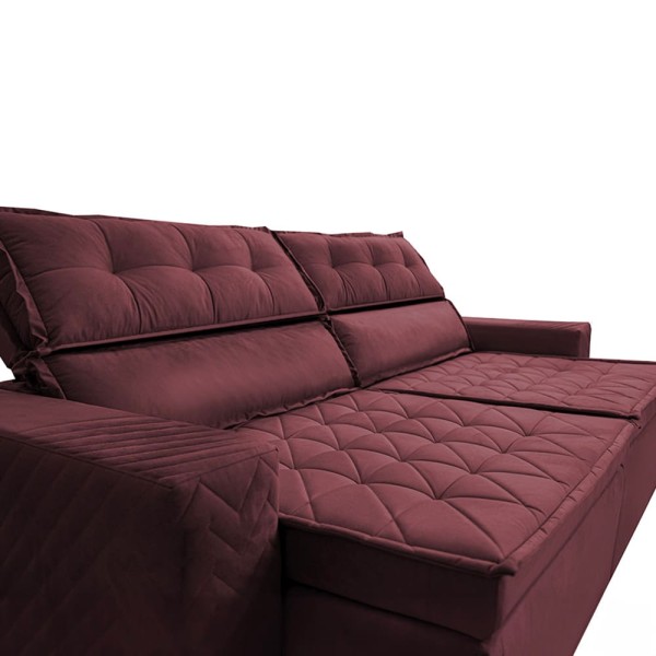 Encontraproduto.com.br - Sofá 4 Lugares Cama inBox Belém Retrátil e Reclinável Revestido em Suede Velusoft - 230cm de largura Vinho