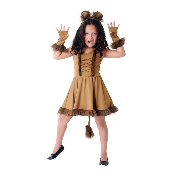 Encontraproduto.com.br - Fantasia Leoa Infantil Animais Completa Com Luvas Sulamericana