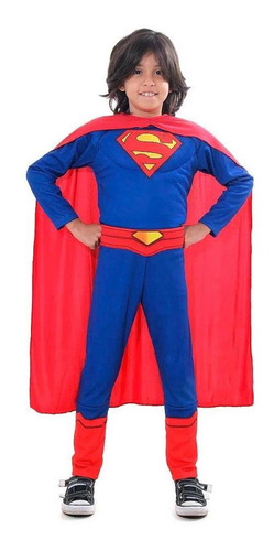 Encontraproduto.com.br - Fantasia Superman De Luxo Original Com Músculos +capa+brinde
