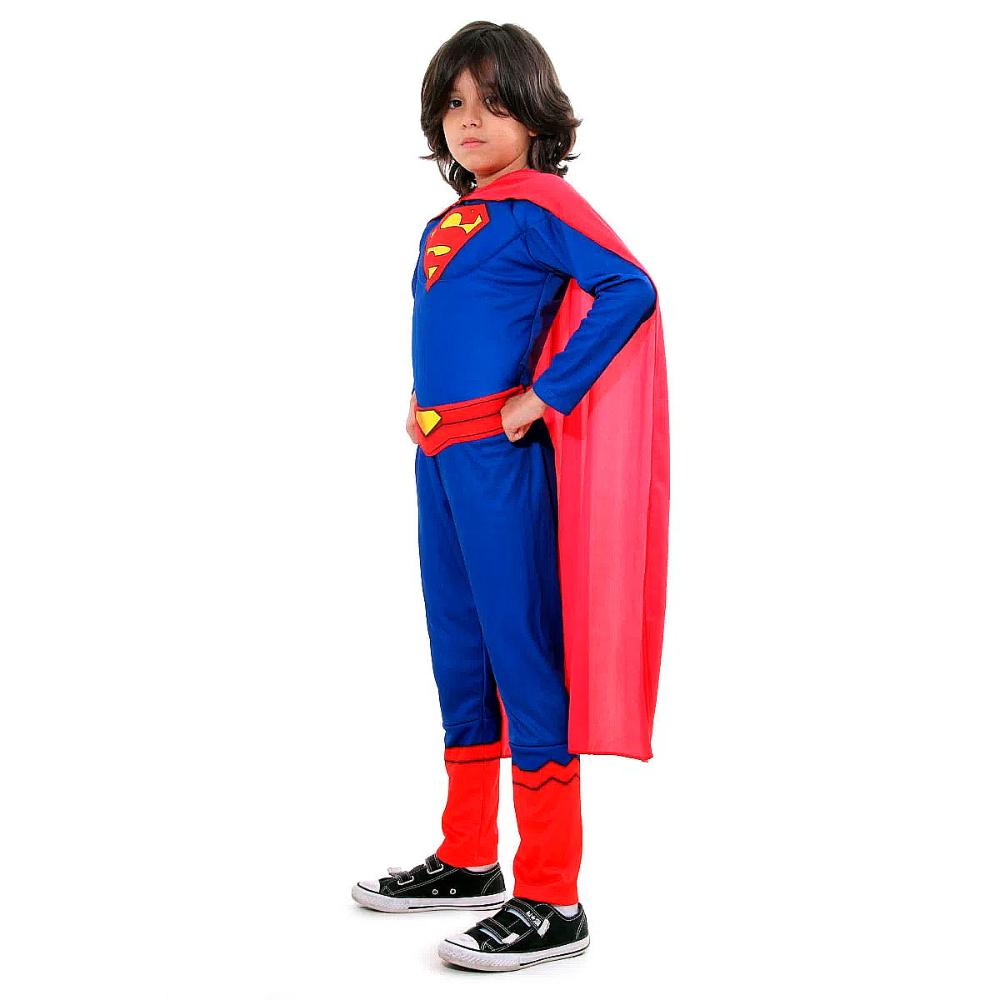 Encontraproduto.com.br - Fantasia Superman De Luxo Original Com Músculos +capa+brinde